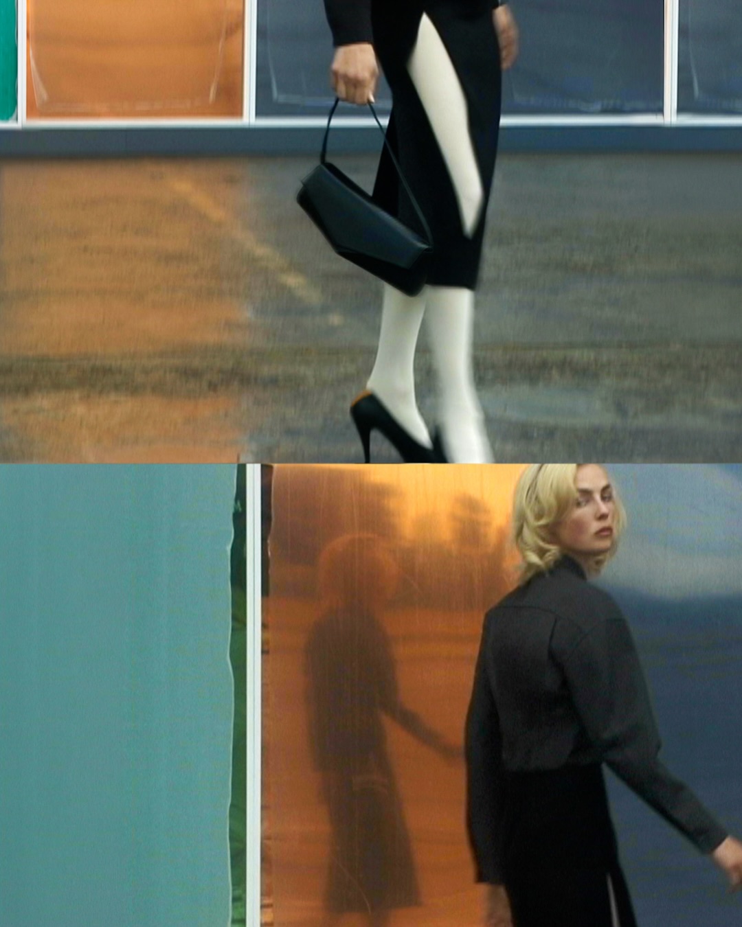 Деталь кампании Jil Sander с сумкой и движением модели